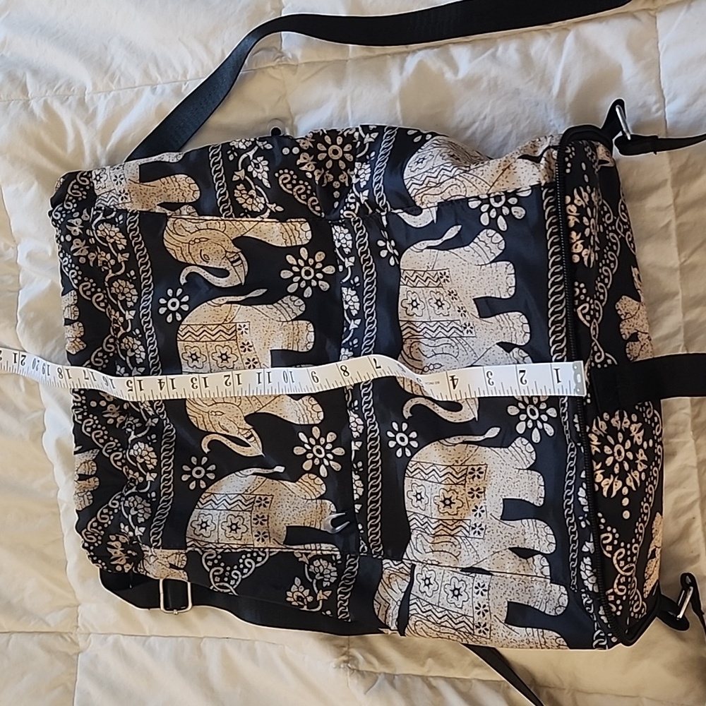 Elephant Print Drawstring Backpack Packable For Travel. - Picture 2 of 5